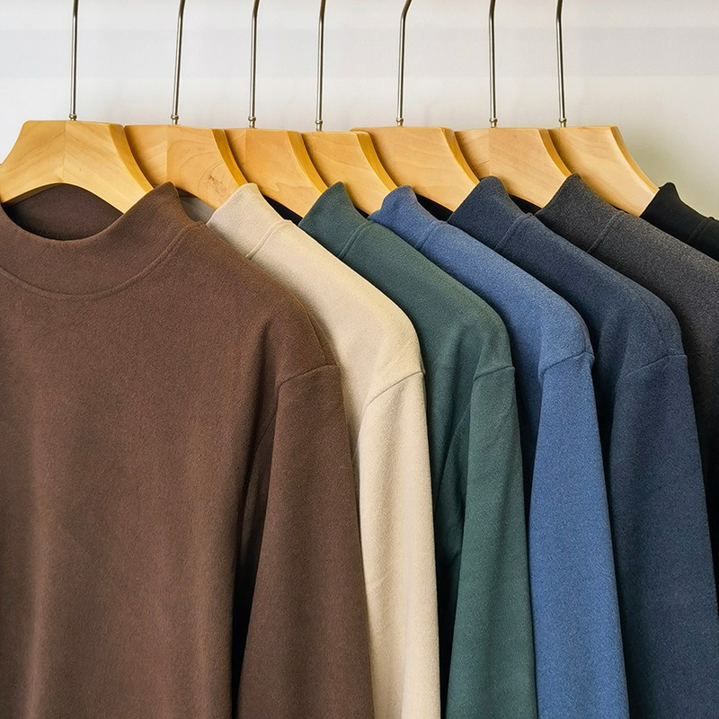 Men's Long Sleeve Shirt with Stand-Up Collar, Lined