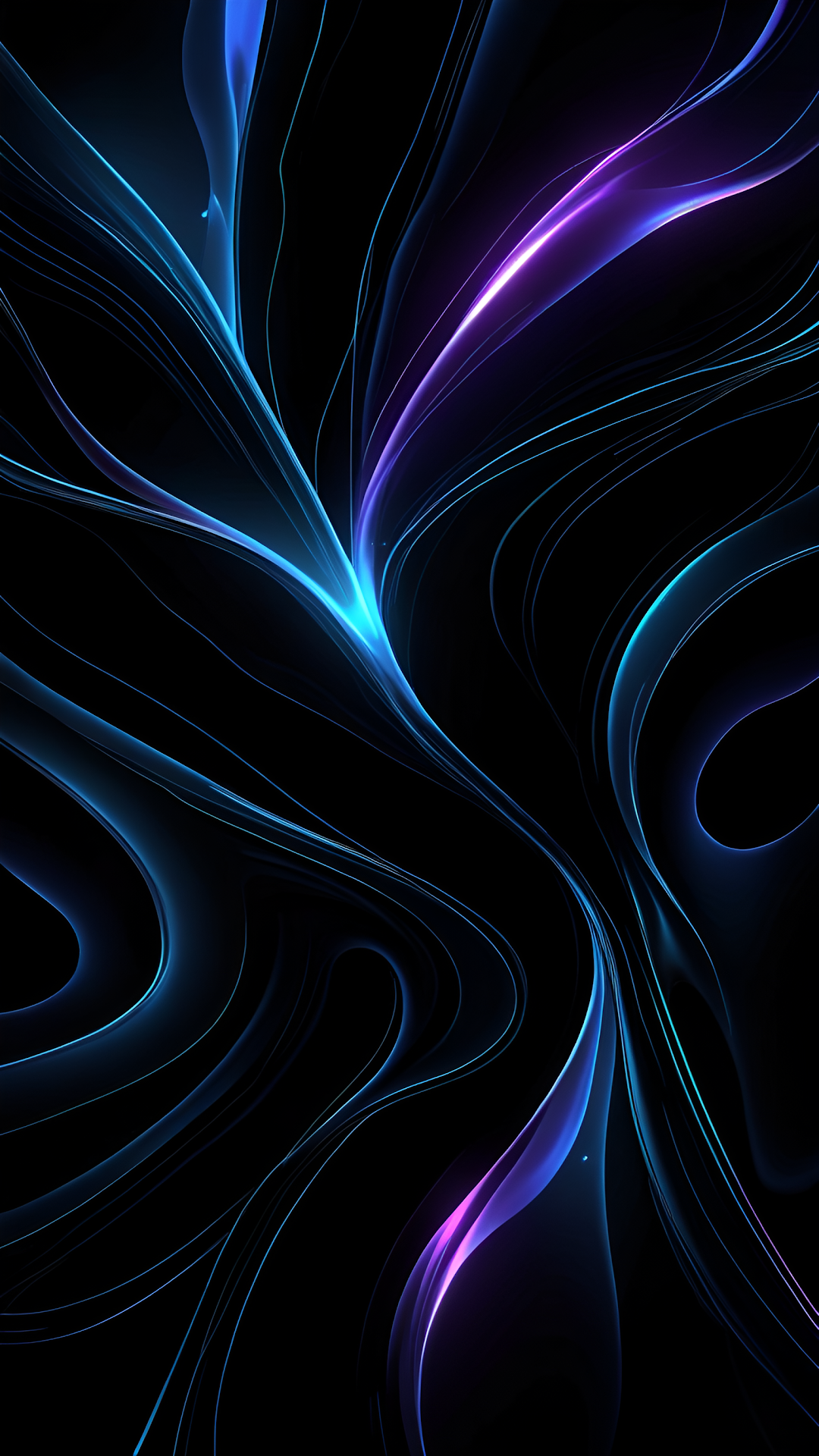 Abstract Neon Flow Lines Blue Purple Dark Energy Swirl - Free 4K mobile Wallpaper