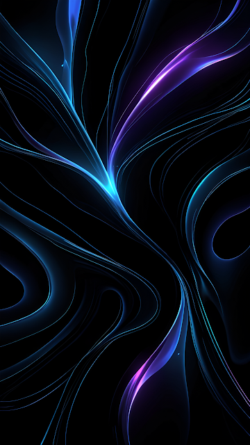 Abstract Neon Flow Lines Blue Purple Dark Energy Swirl - Free mobile Wallpaper
