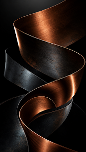 Abstract Kinetic Copper Ribbons Flowing Wallpaper
