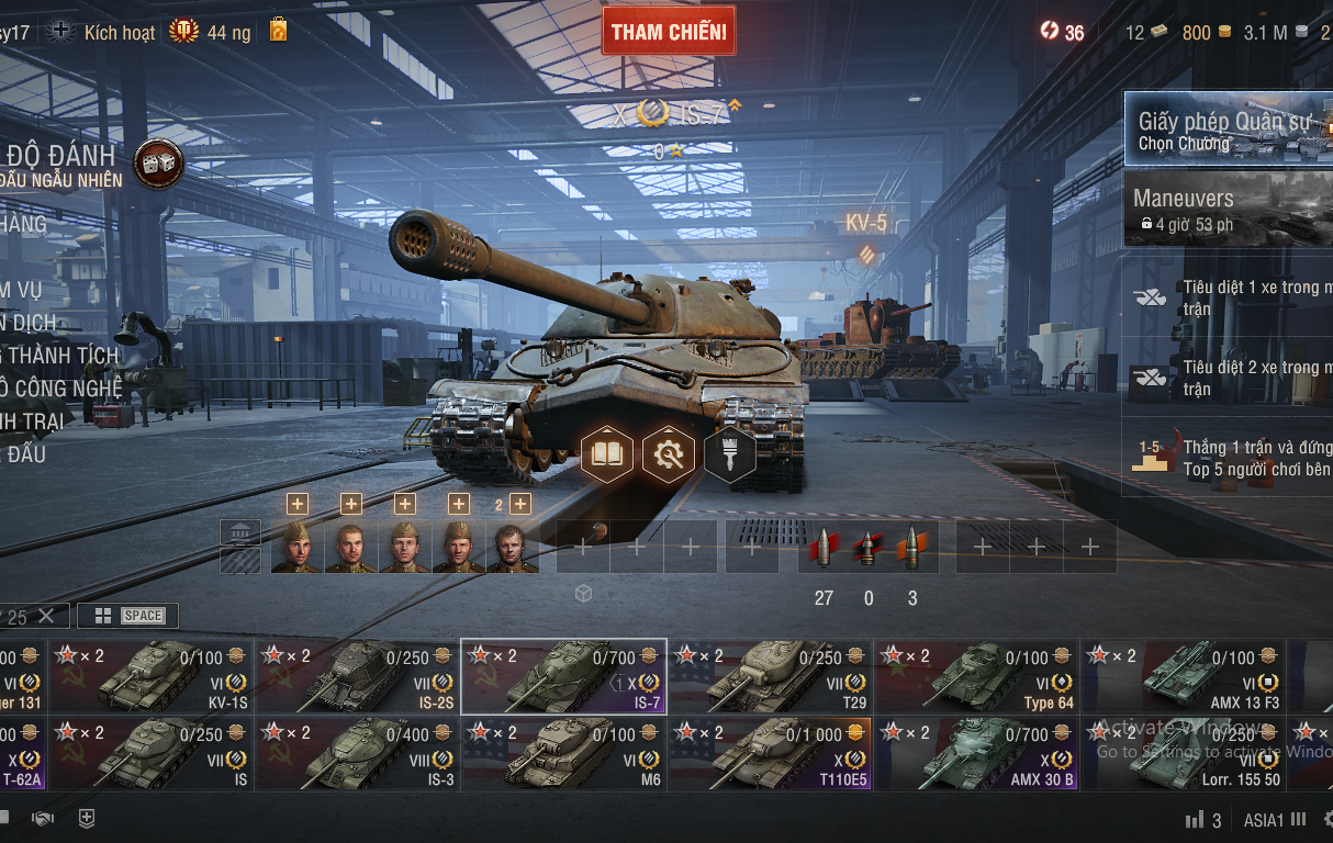 Acc World of Tanks PC gồm 5 tank X IS-7, T-62A, T110E5, AMX...