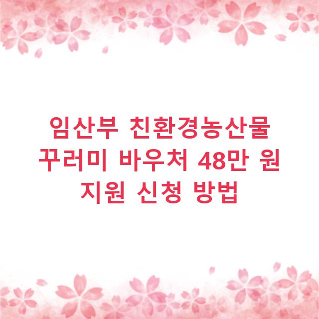 임산부 친환경농산물 꾸러미 바우처 48만 원 지원 신청 방법