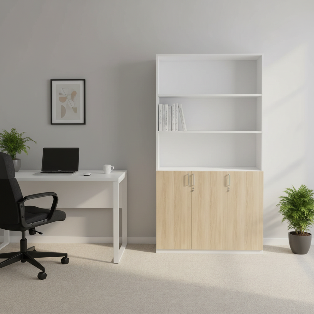 RADAR Color Full Height Three-Lower Door and Top Open Storage Cabinet