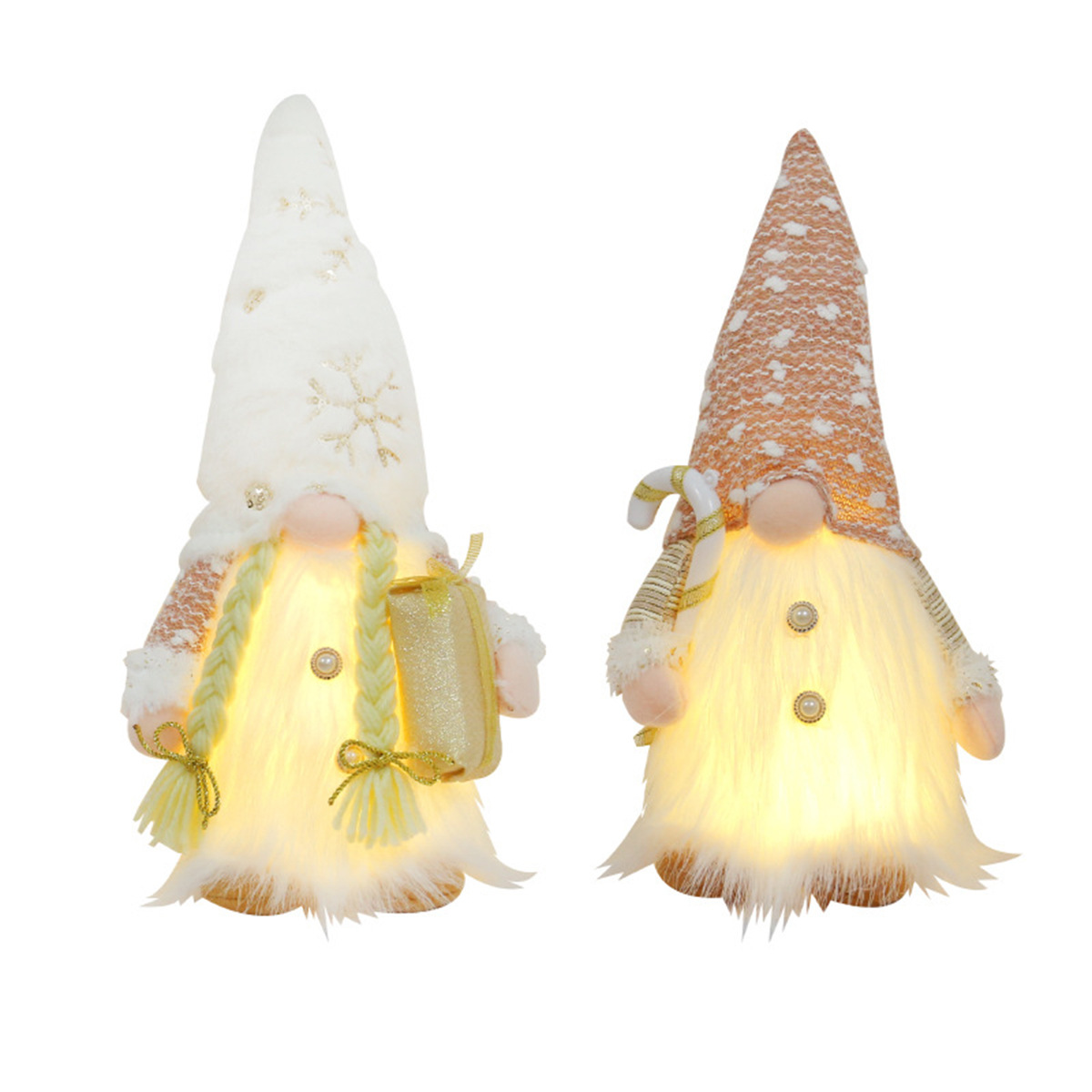 Illuminated Christmas Gnome Figure with Sequins and Plush