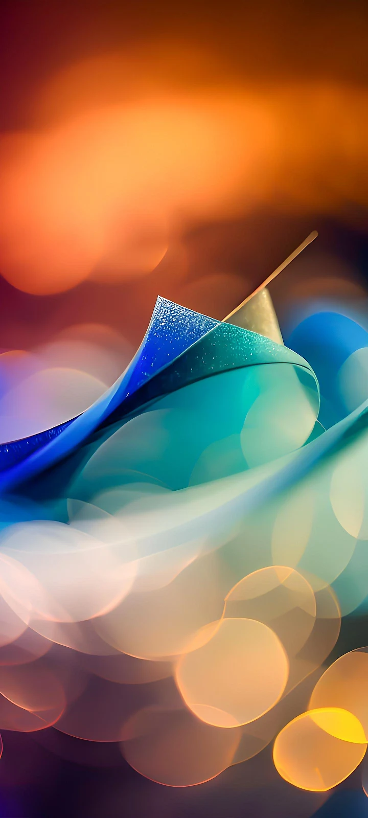 Abstract Blue Waves And Bokeh - Digital Abstract Art 2K iPhone Wallpaper (1440x3200)