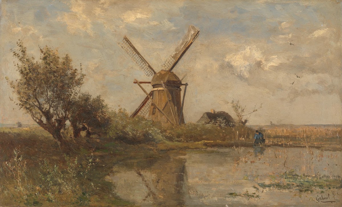 Windmill on a Pond c 1860   c 1903