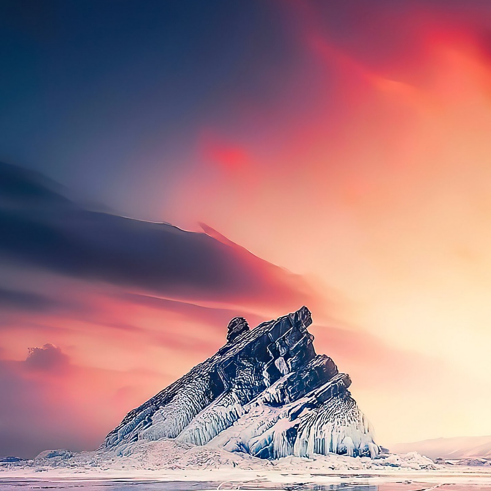 Download Lake Baikal, Landscape, Painting, Landscape Painting, Cloud Full HD iPhone