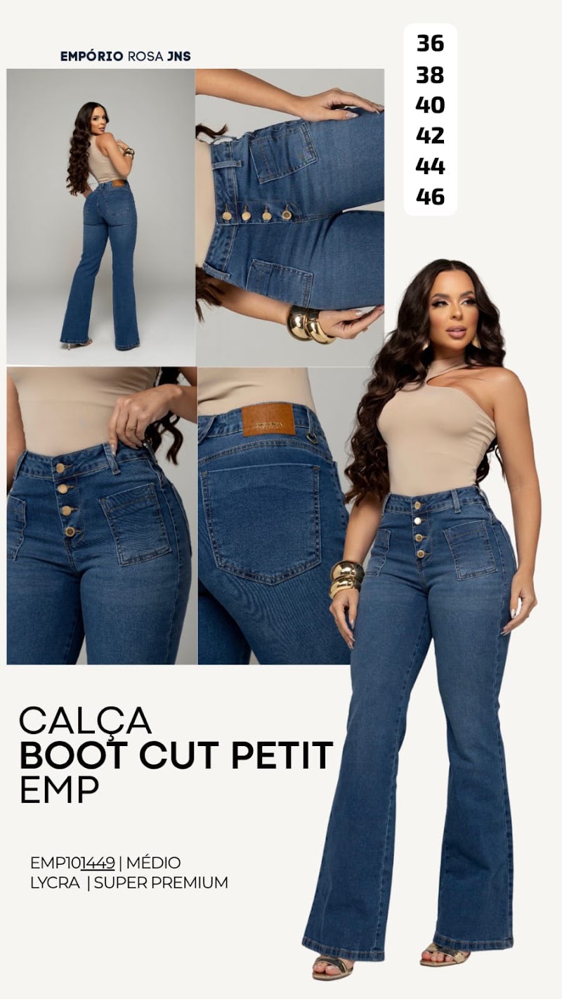 Pantalón jean boot cut petit cintura alta