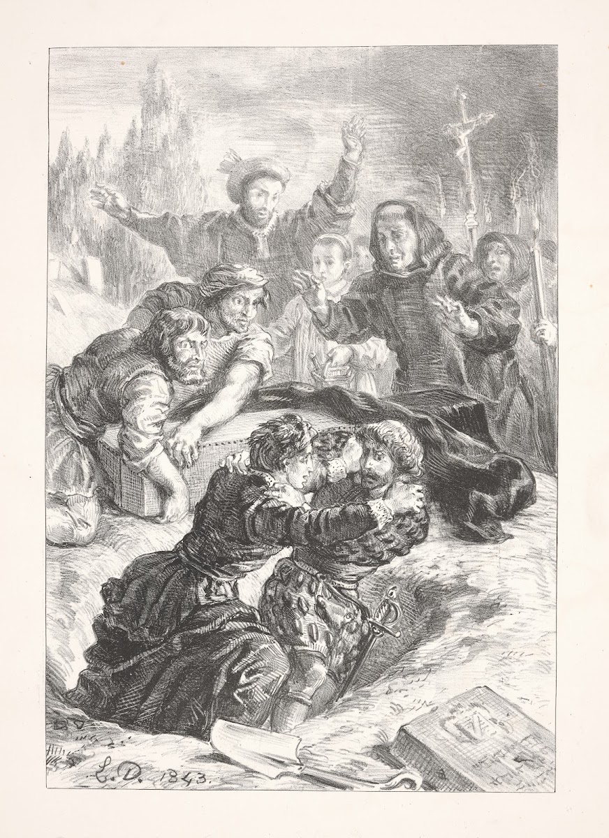 Hamlet and Laertes fight in the grave Act V scene I 1864
