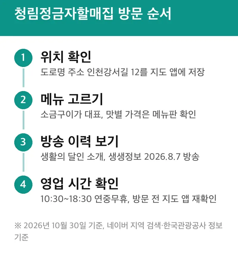 청림정금자할매집 방문 순서