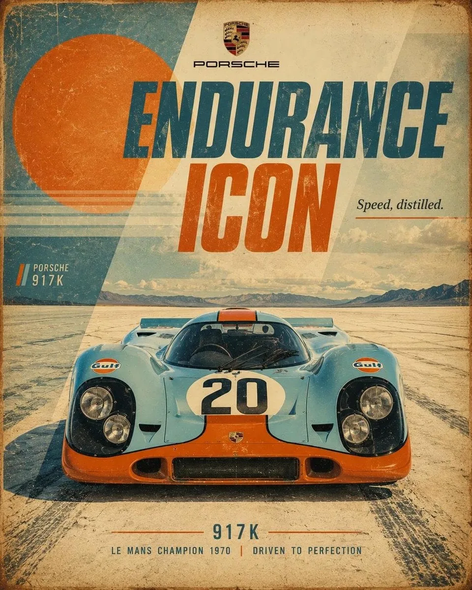 Póster retro de automovilismo para coche