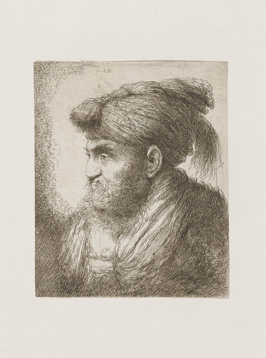 Man with Beard and Mustache Wearing a Tasseled Headdress 17th century