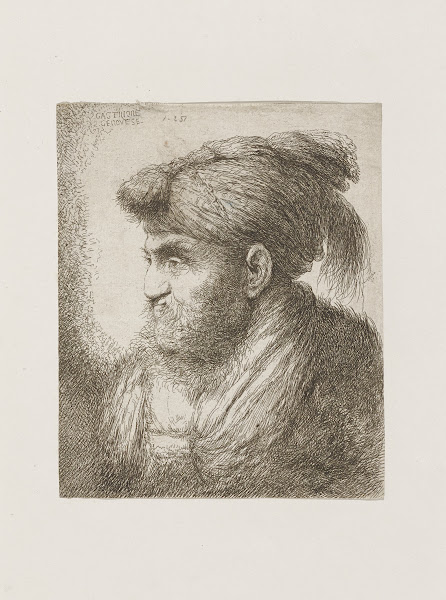 Man with Beard and Mustache Wearing a Tasseled Headdress 17th century