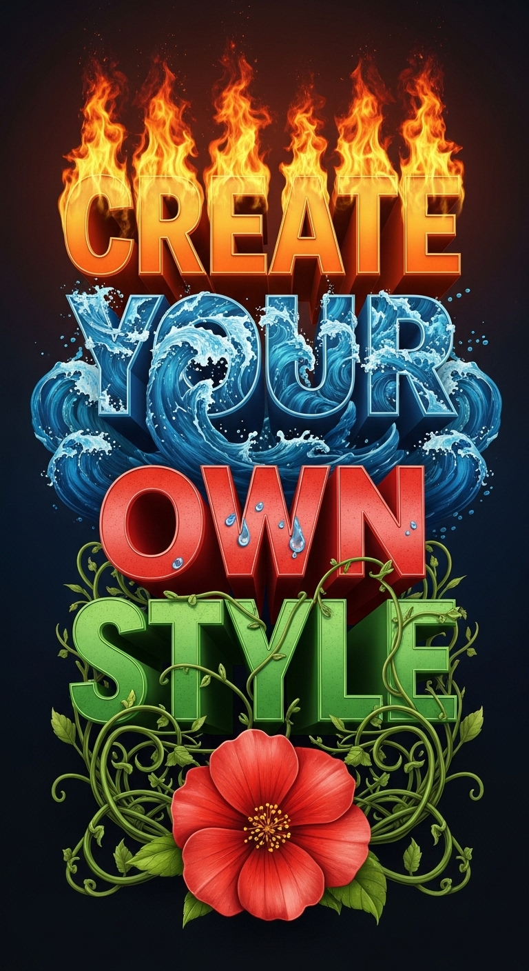 Vibrant Fire and Water Motivational Graffiti Art - Free 4K mobile Wallpaper