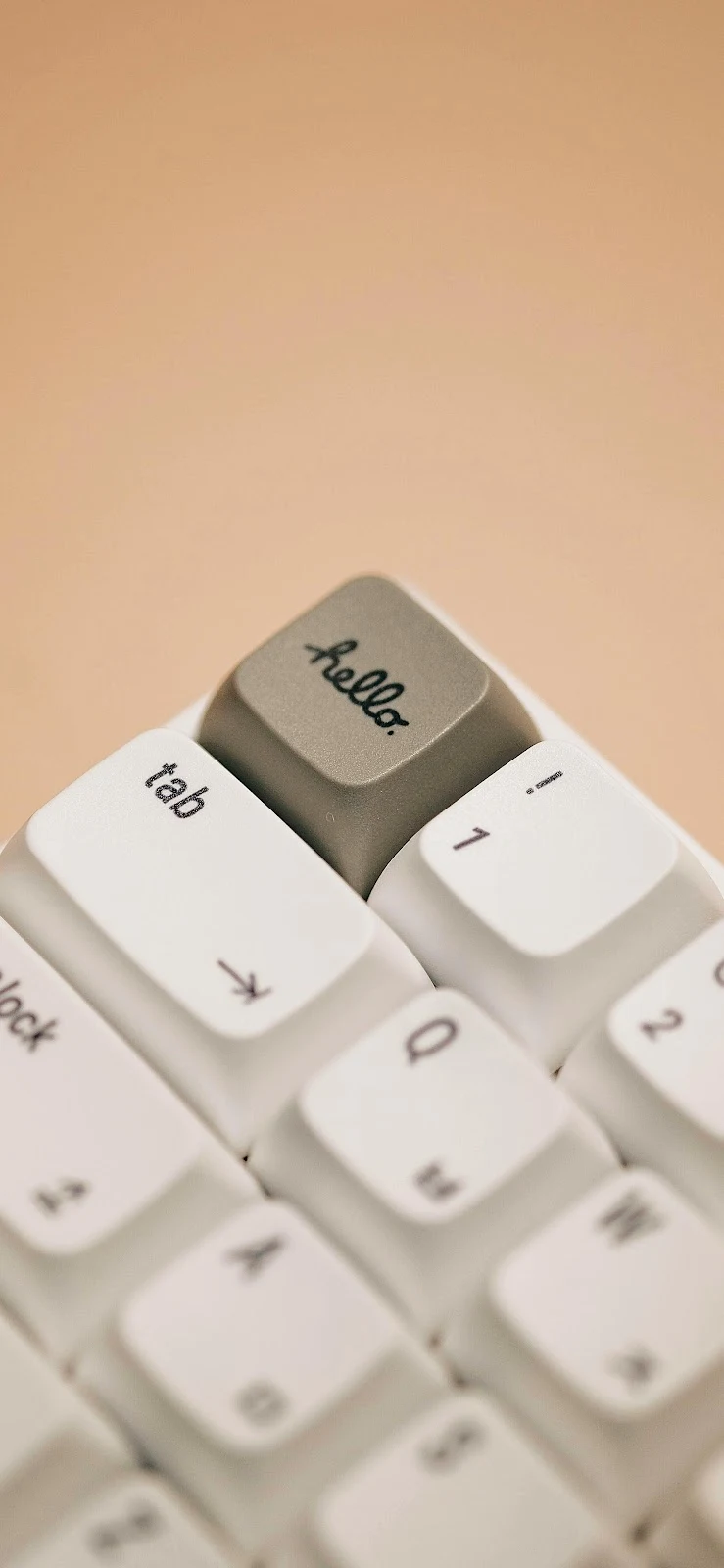 Custom Hello Key On Keyboard - Macro Product Photography 4K iPhone Wallpaper (2769x5999)