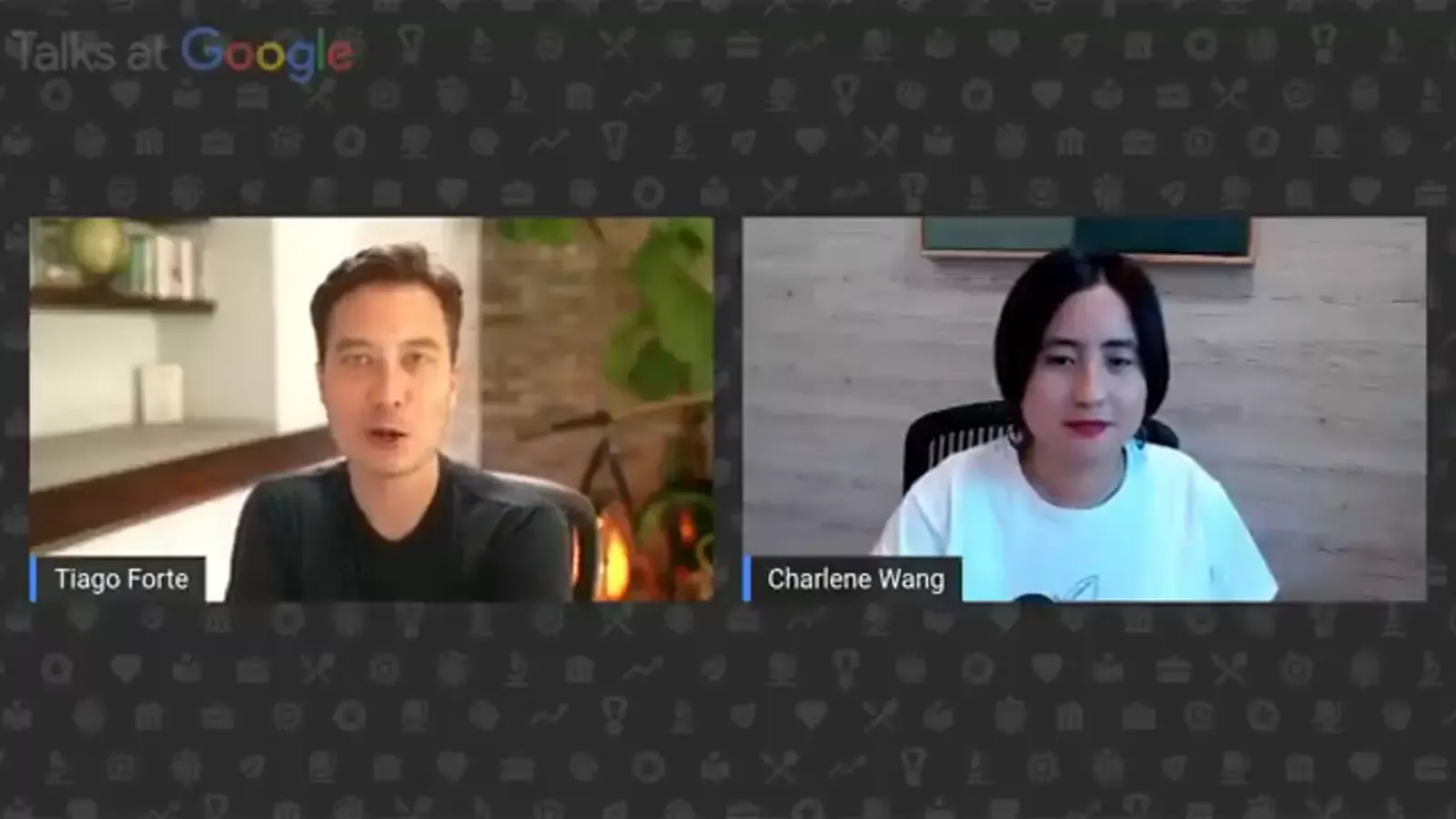 Talks at Google 강연 장면, 저자와 진행자가 대화하는 부분