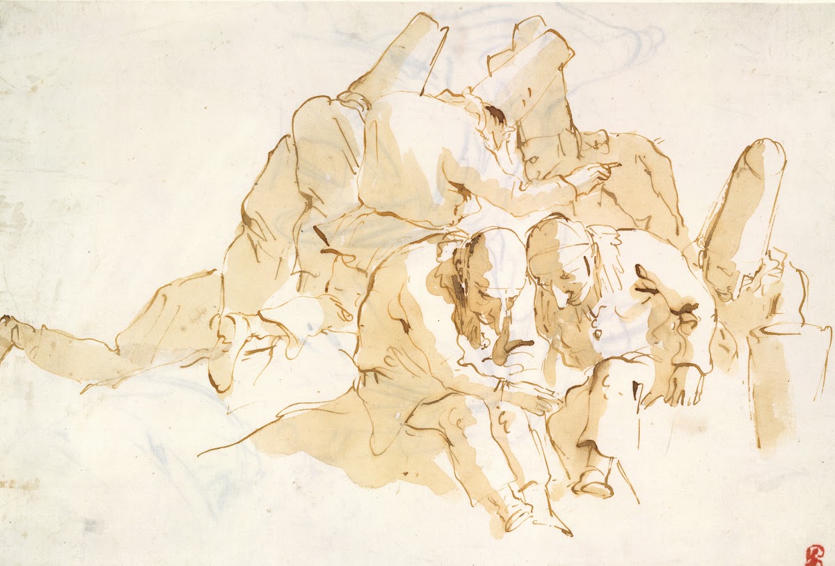 A Group of Punchinelli Seated ca 1760