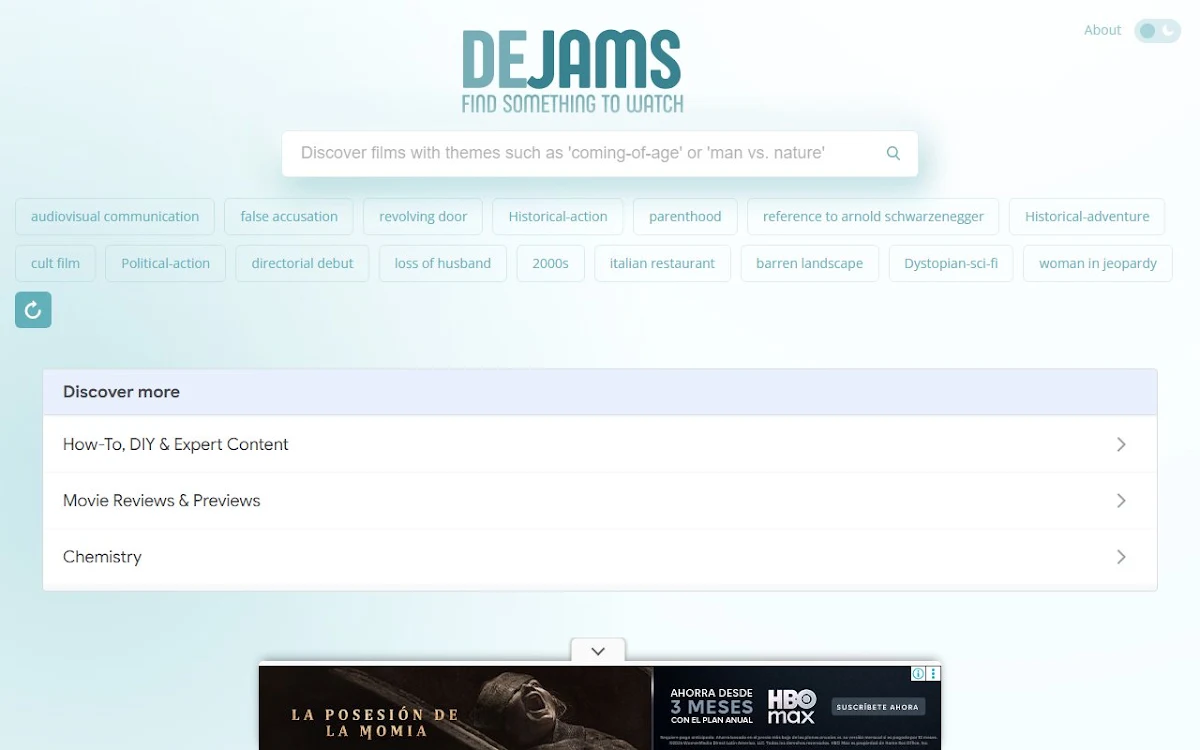 Captura de Dejams - A smart movie search engine