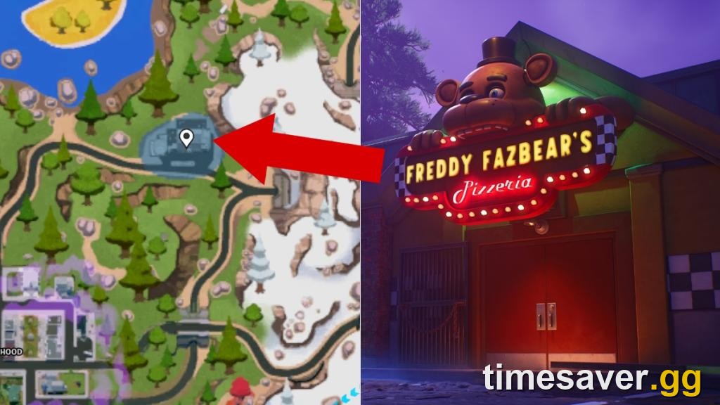 Freddy Fazbear's Pizzeria, the FNAF POI added to the Fortnite map in Fortnitemares 2026