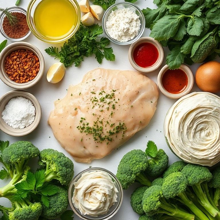 Ingredients for Slow Cooker Chicken Alfredo with Broccoli Recipe – Easy Creamy Weeknight Dinner