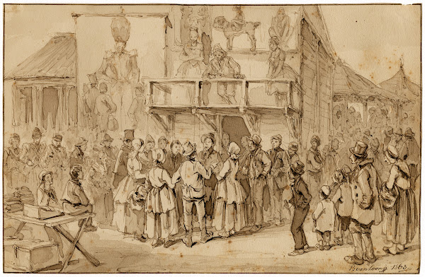 Groep mensen op de Utrechtse kermis 1863