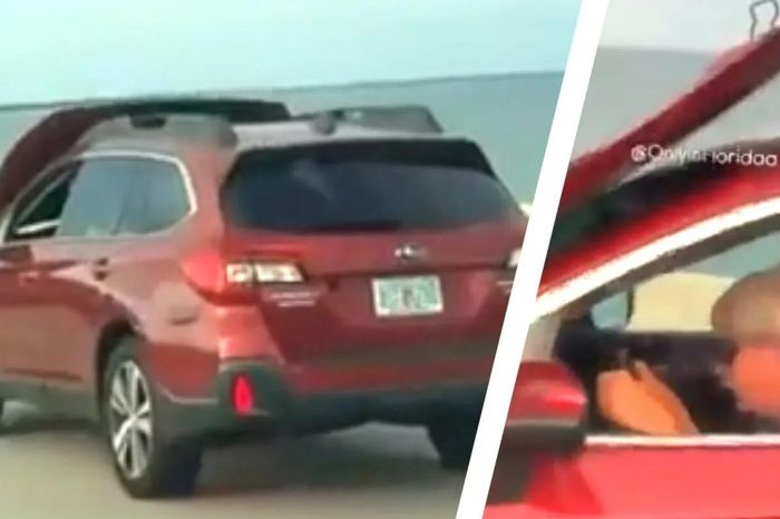 Nắp capo bật ngửa che kính lái, tài xế xe Subaru 'mù đường' vẫn phóng như bay - Báo VietnamNet