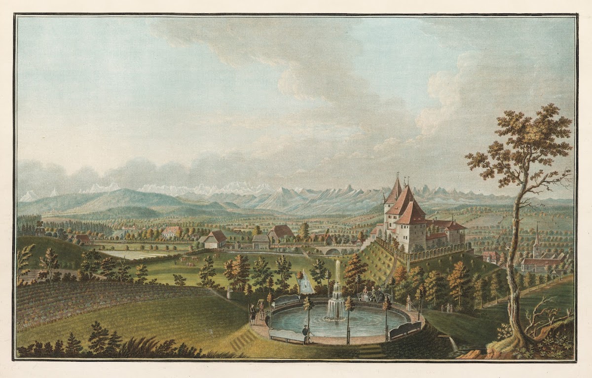 Vue GéNéRale Des Alpes Et Glaciers Prise Du Chateau De Worb