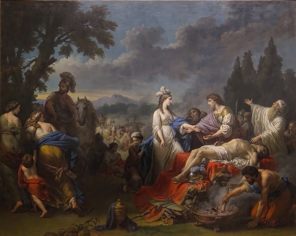 Les deux veuves dun chef indien se disputant les honneurs du bûcher 1783