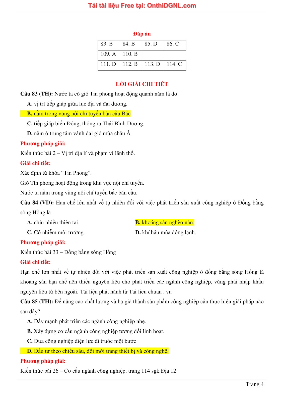 250 bài tập môn Địa Lý - Ôn thi ĐGNL ĐHQG TP HCM Phần 25