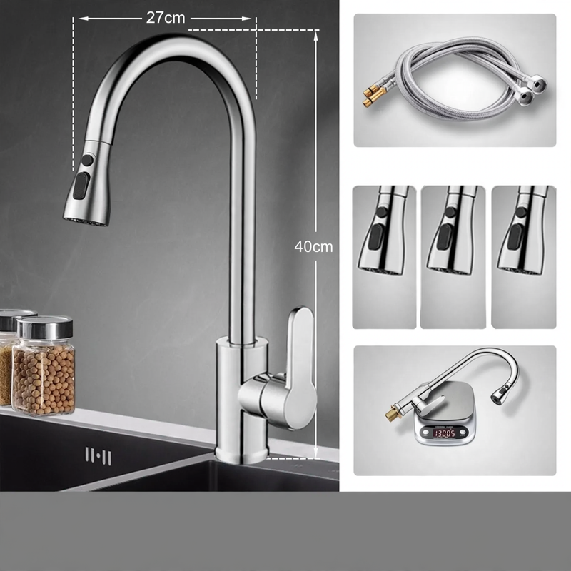 Pull-out kitchen faucet with ceramic valve