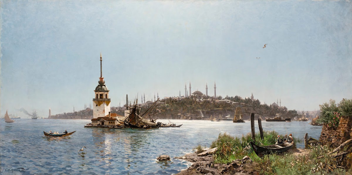 Leanders Tower And The Old City Beyond Constantinople