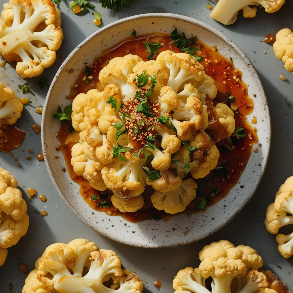 Irresistible Sticky Honey Garlic Cauliflower Recipe - Easy & Family-Friendly finished