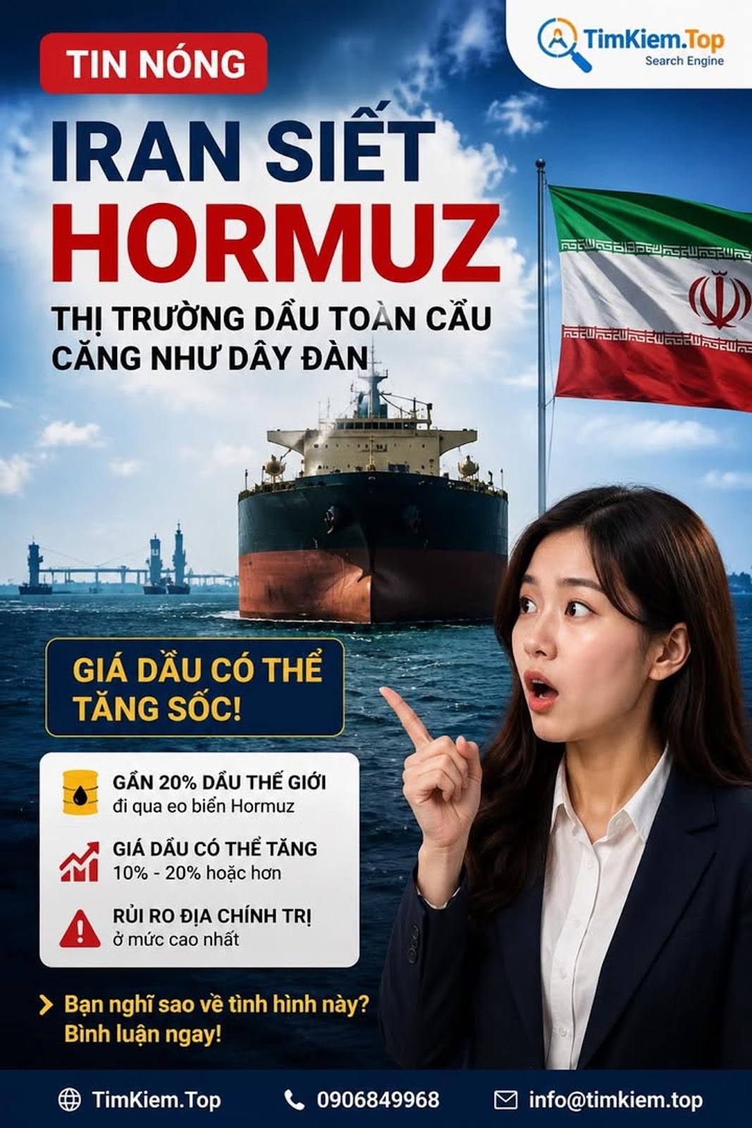 Iran Tuyên Bố Siết Quyền Kiểm Soát Hormuz Khiến Thị Trường Dầu Toàn Cầu Căng Như Dây Đàn