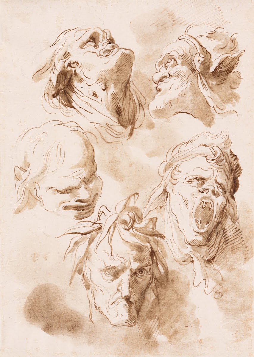 Five Grotesque Heads 18th century