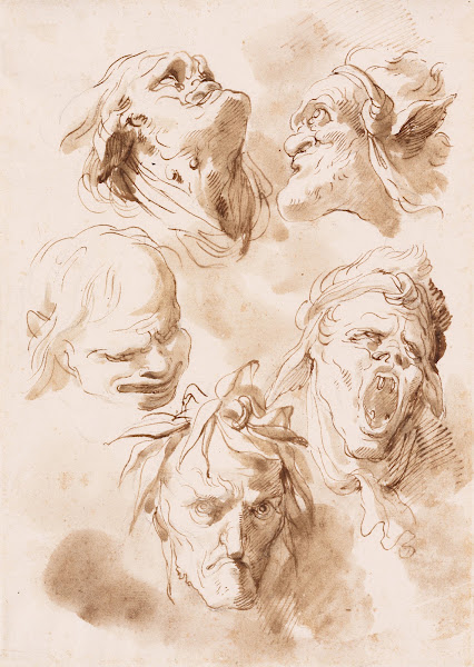 Five Grotesque Heads 18th century