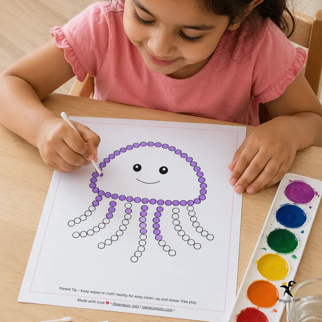 Dot Painting with Q-Tips Cat Activity Set for Kids | Fun Fine Motor Art
