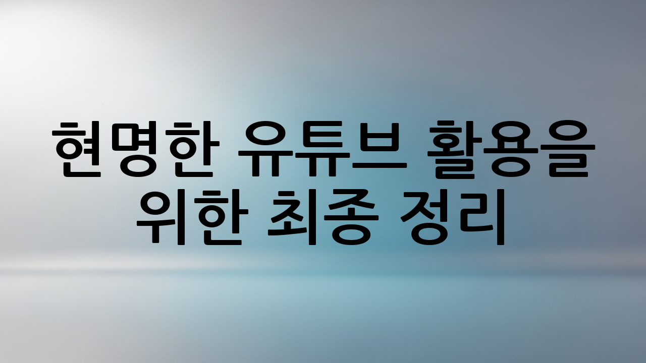 현명한 유튜브 활용을 위한 최종 정리