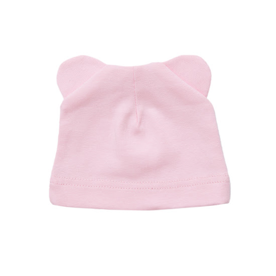 Шапочка Twins для новонароджених трикотаж з вушками (0-3 міс) рожевий
