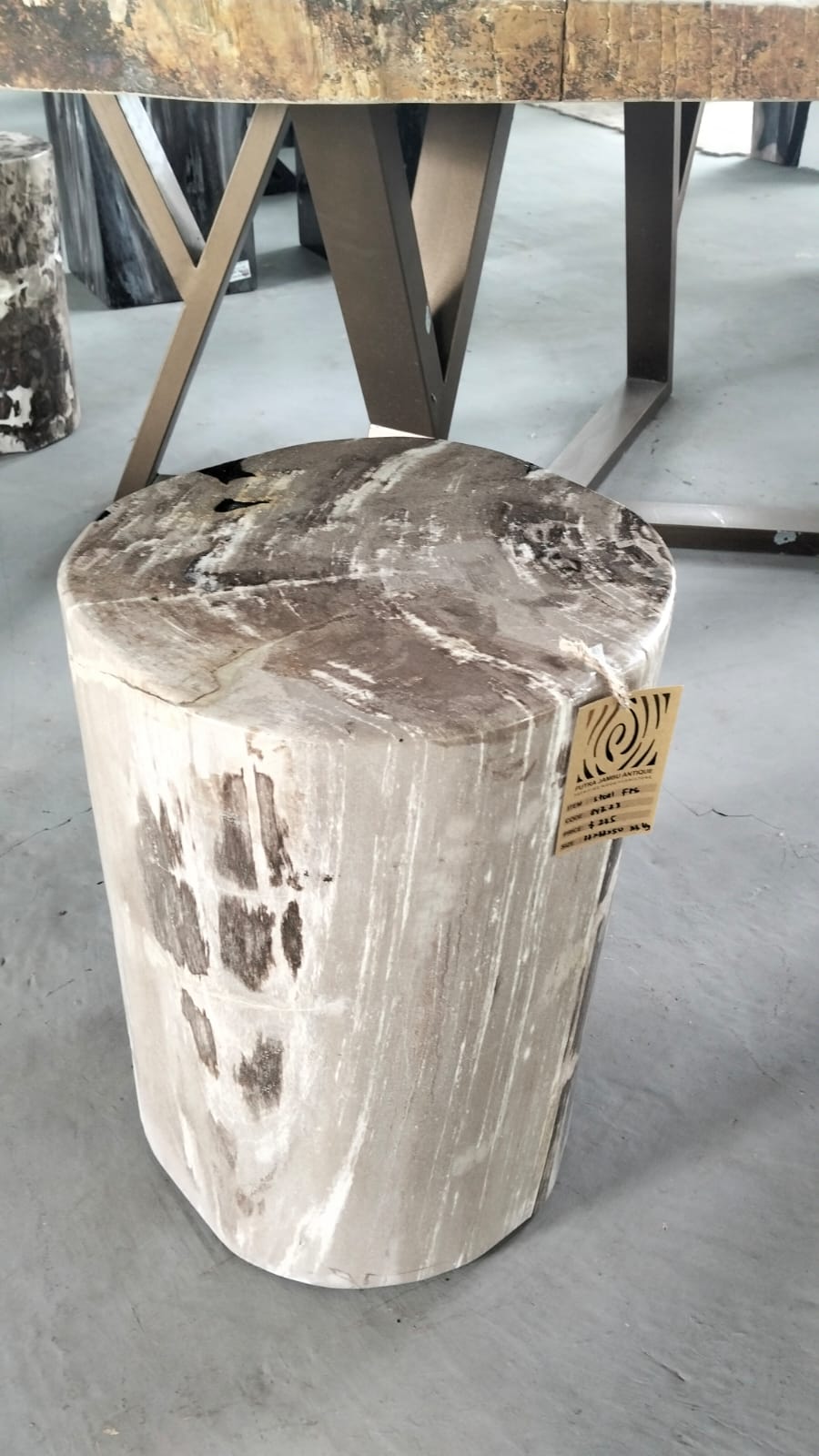 STOOL FULL POLISH — SKU BFP.843.23 | Petrified Wood by PJ Antique Bali