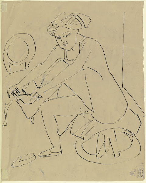 Nackte Frau bei der Pedicure ca 1909