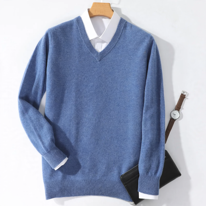 Men's Wool Sweater with V-neck
