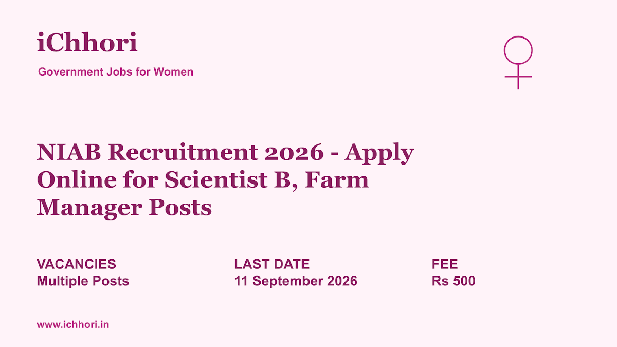NIAB Recruitment 2026 - Apply Online for Scientist B, Farm Manager Posts - iChhori