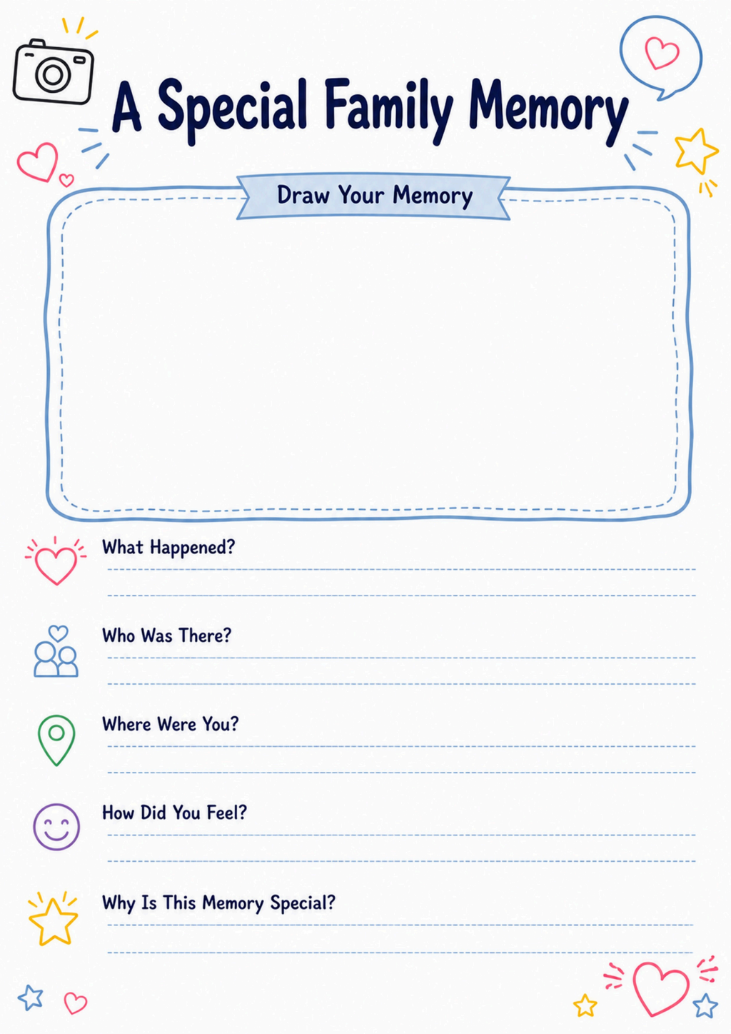 A Special Family Memory Worksheet