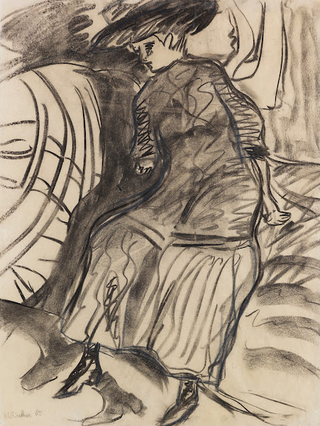 Auf dem Bett sitzendes Mädchen 1908