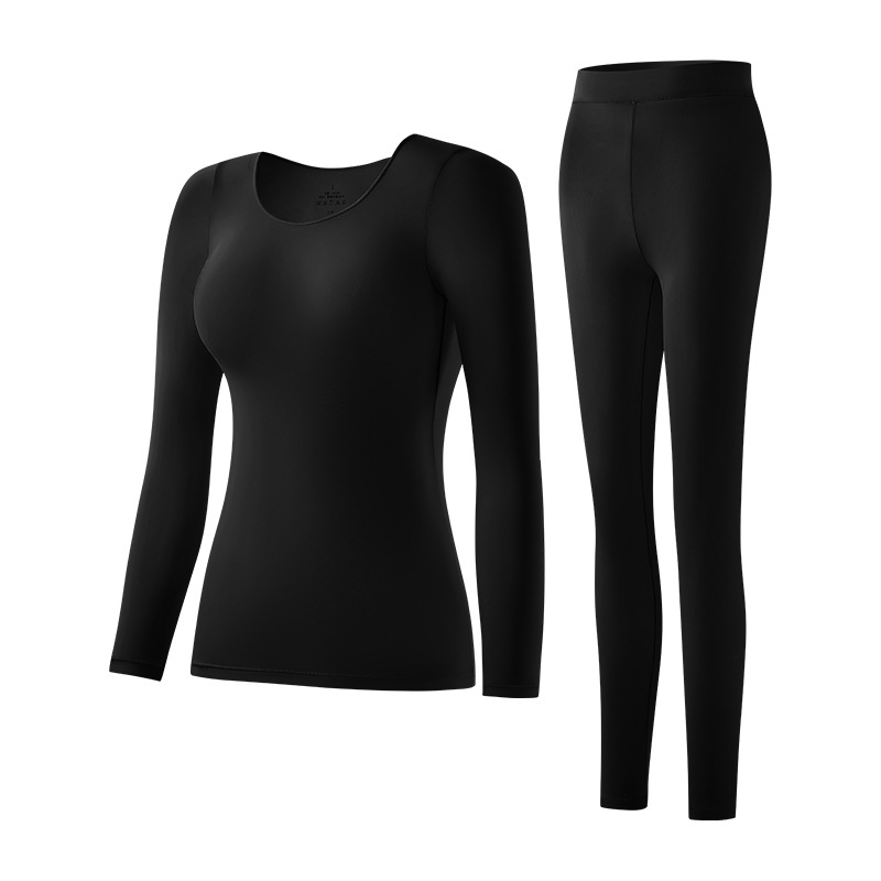 Women's thermal underwear set, ultra-thin, round neck