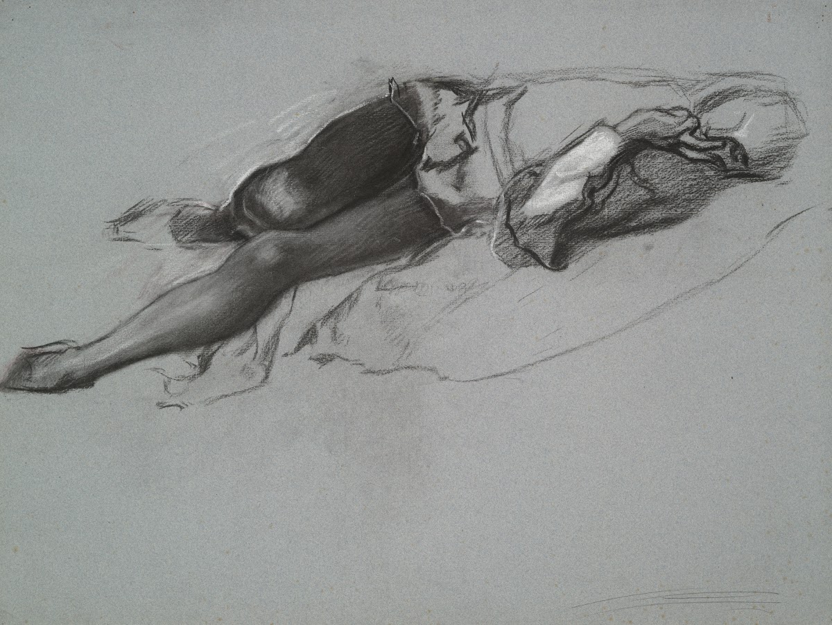 Study for the reclining figure of Hamlet from The Play Scene Hamlet act 3 scene2