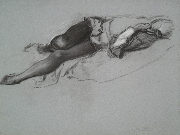 Study for the reclining figure of Hamlet from The Play Scene Hamlet act 3 scene2