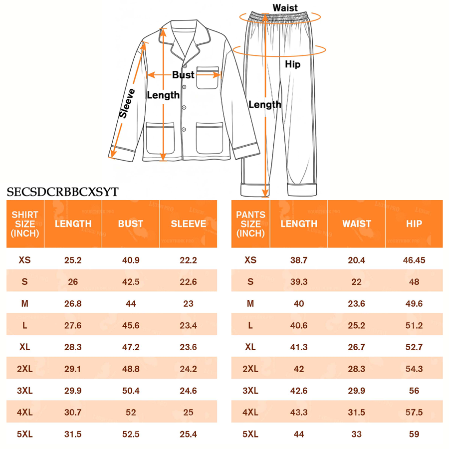 AOP SEC Satin Adult Piping Trim Long Sleeve Pajama Set