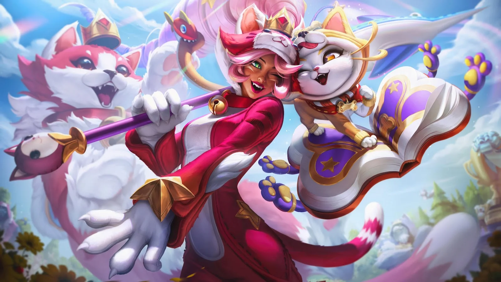 Cats Vs Dogs (League Of Legends), Yuumi (League Of Legends), Nidalee (League Of Legends), April Fools  (League Of Legends), Video Games 8K Desktop Wallpaper Background (7680x4320) Free Download