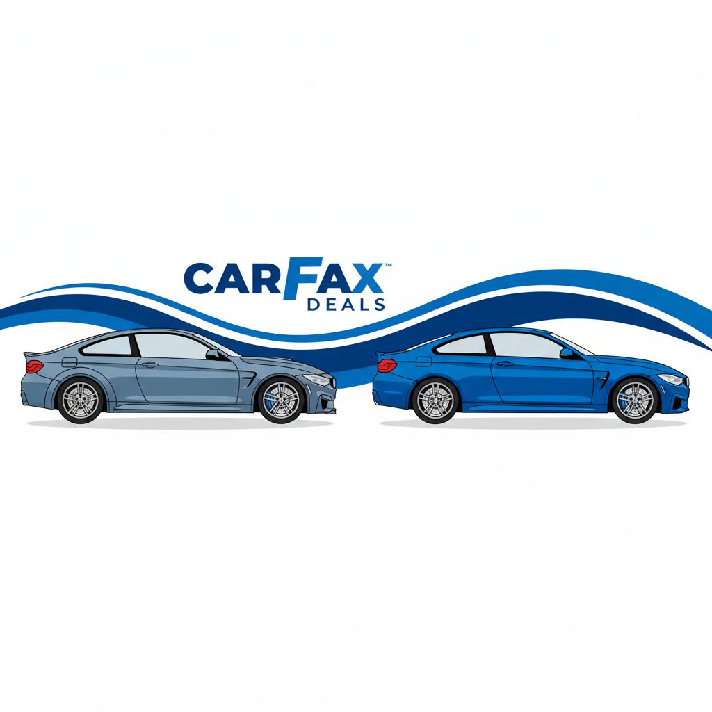 Minimalist flat vector side by side comparison of a BMW M4 and a standard 4 Series showing wider fenders and lower sport suspension stance bmw m3 for sale
